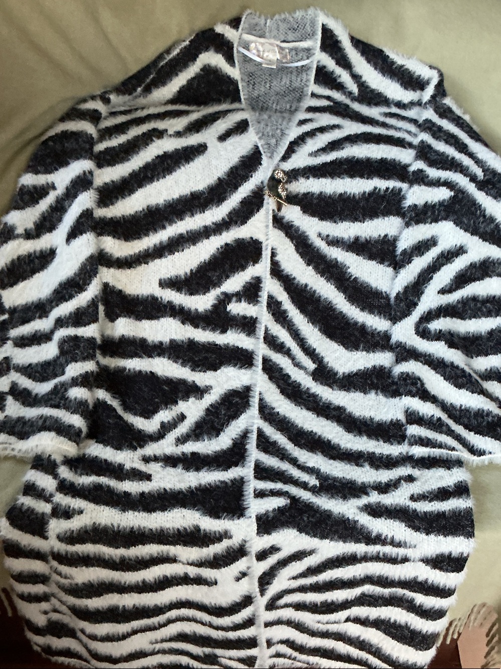 Zebra-Stripe Teddy Coat - Black & White